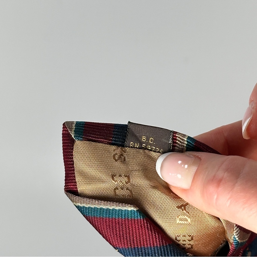 DAKS silk tie striped embroidered bird vintage prep - Picture 9 of 10
